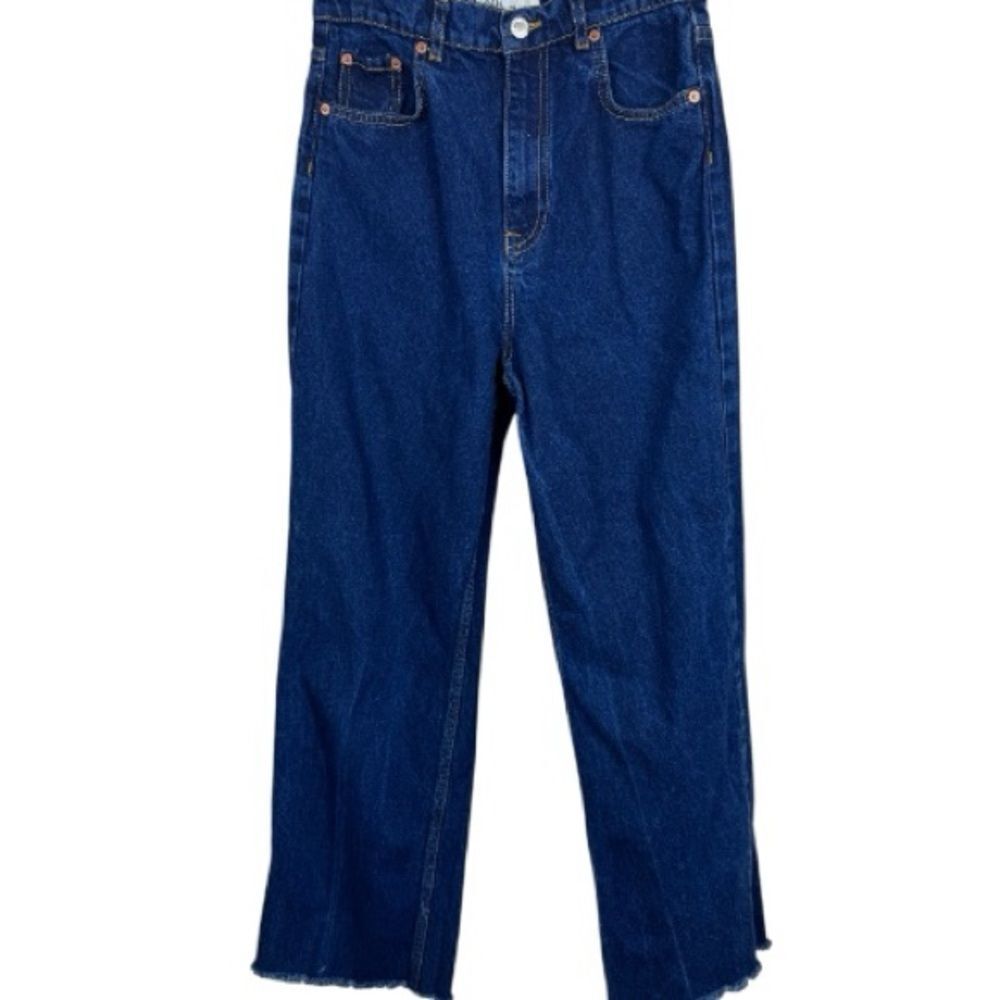 Zara dark wash the 90’s jean size 6 raw hem high waist